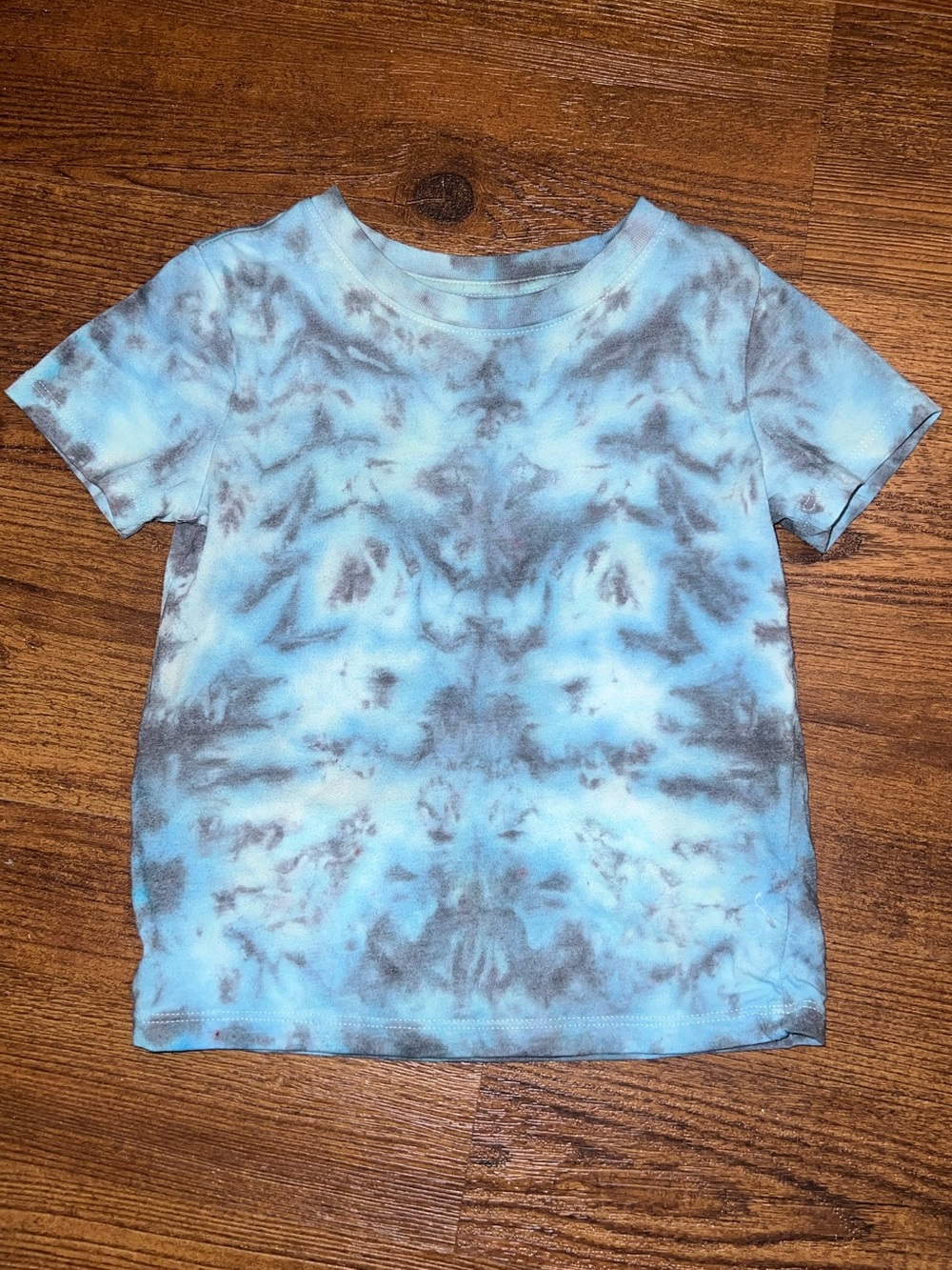 Blue Handmade Tie-Dye Gray Retro Casual Short Sleeve Tee Size 4T